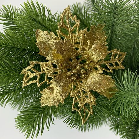 10 Fleurs Artificielles Poinsettia Brillantes 9cm Noir Décoration Noël Mariage Fête Couronne (1/5)