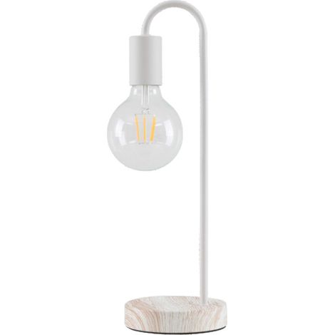 LAMPARA DE MESA MADERA BLANCA BLANCO  E27 (1/2)