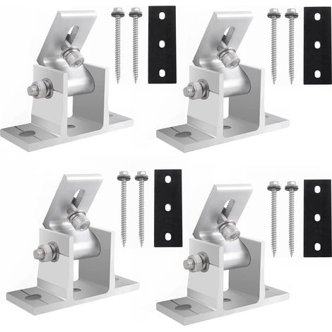 Solar Panel Mount Balcony Power Station 10-60° Adjustable Solar Panel Holder Universal Mounting Solar Module Photovoltaic for Boat Motorhome Flat Roof Pack of 4 (1/5)