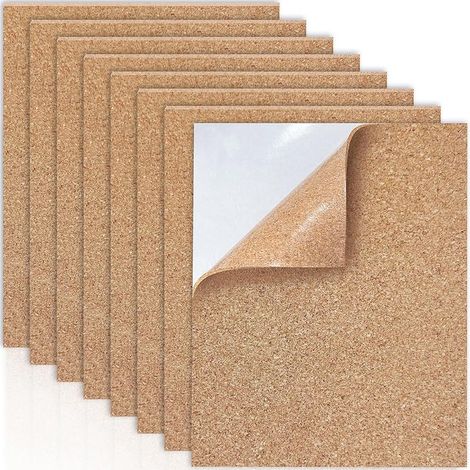 8 Pièces Panneau de Liège Autocollant 30x21cm, Rectangle Coaster en Liège, Plaques en Liège pour Décoration Murale, Travaux Manuels et Comme Tableau D'affichage (2mm D'épaisseur) (1/5)