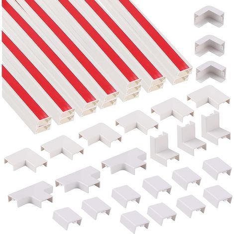 15 PCS Câble Conduit Blanc Auto-adhésif 20x10 mm Cabane pour l'acheminement des câbles 15x30 cm (4,5m) Mini canaux câblés Couverture Cours avec 25 Accessoires Arbre de câble Blanc (1/5)