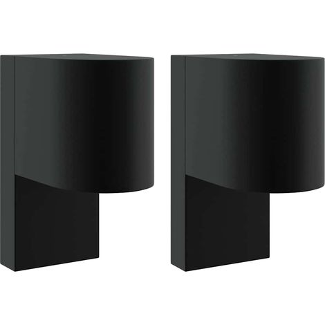 Lot de 2 appliques murales extérieures design contemporain éclairage directionnel 12 x 7 x 15 cm en acier inoxydable noir