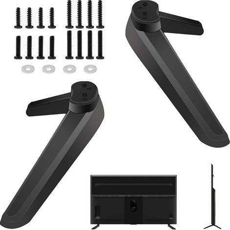 Support TV Universel Remplacement de Base de Meuble TV Pieds de Meuble TV avec Vis pour la Plupart des Téléviseurs LED, Noirs (1/5)