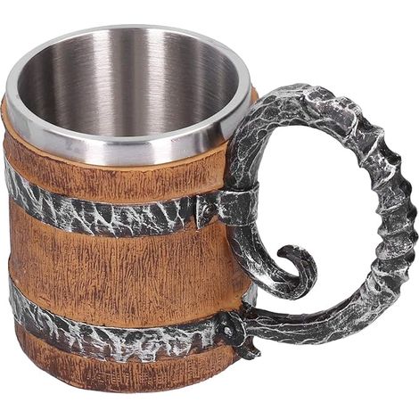 Tasse à Bière Style Viking Bois Chasse de bière bois Stein doublure Acier inoxydable Poignée Fer Imitation Accessoires Fête Bar Décorations Maison (1/5)