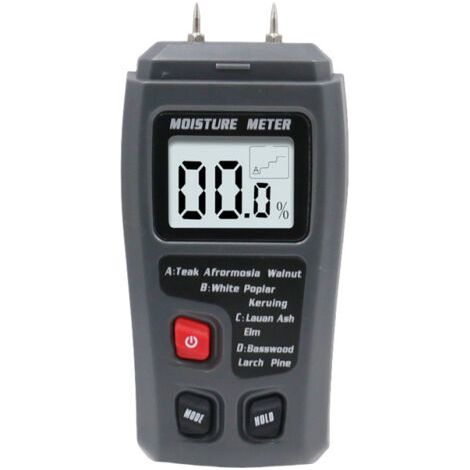 Humidimètre pour bois, détecteur d'humidité pour bois, humidimètre pour bois de chauffage à aiguille (gris 1 pièce) (1/4)