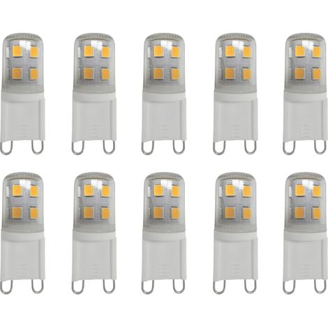 Ampoules LED G9 2W Blanc Chaud 2700K, 200LM, Équivalent à 20W Halogène, Pour Éclairage Domestique, Non-Flicker, AC 220-240V, Paquet de 10 [Classe énergétique B]