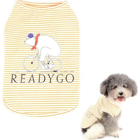 Vêtements pour animaux de compagnie, gilet à rayures jaunes et blanches pour chien, à deux pattes, motif ours blanc