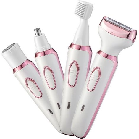 Tondeuse électrique femme 4-en-1 portable rasoir corps zones intimes épilation précise sans fil rechargeable usage personnel (1/4)