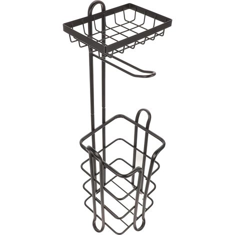 Porte-rouleau de papier toilette vertical, en fer noir, structure (1/5)
