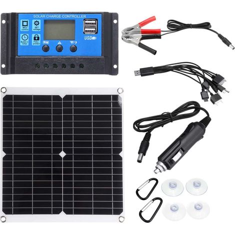 1 kit panneau solaire 200W 60A 12V, régulateur intégré, pour caravane camping-car bateau extérieur (1/5)