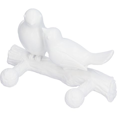 Patère murale en résine avec porte-clés en forme d'oiseau, pour chapeau, serviette ou sac, idéale pour le salon et la cuisine (blanc). (1/5)