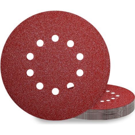 Disques de Ponçage 225 mm 10 Pièces Grain P40 10 Trous Disques Abrasifs 225 mm Ronds Papier Abrasif for Ponceuse pour Cloisons Sèches Ponceuse Girafe (1/5)