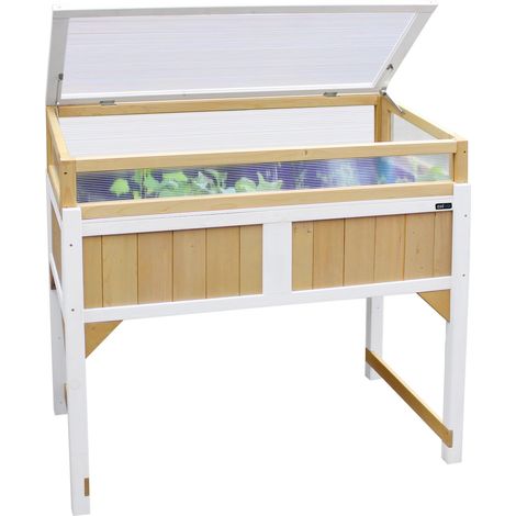 Axi Table De Culture En Bois Avec Bac & Voile De Jardin Potager Sur Pied / Jardinière Avec Serre En Marron & Blanc