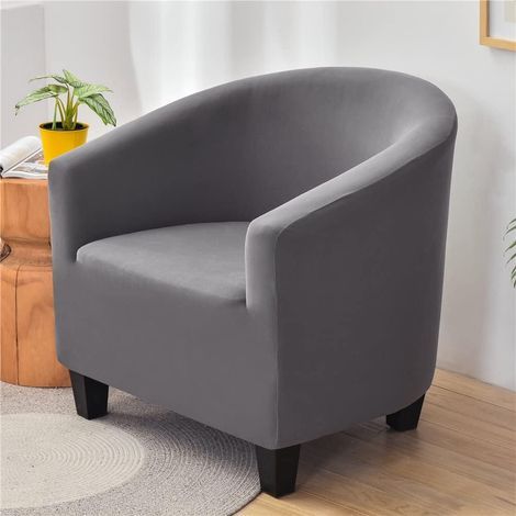 Stretchable Chair Cover, Elegant Fashion Solid Color Non-Slip Chair Cover, Tub Chair Sofa Cover without Cushion Cover (Gray) (1/5)