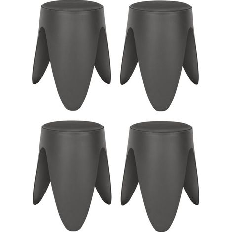 Lot de 4 Tabourets Légers Empilables en Plastique - Gris - D 30 x H 46 cm - Gain de place - Livraison gratuite (1/5)