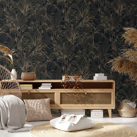 Papier peint jungle glamour 53cm x 10m – Papier intissé – Facile à poser – Design élégant pour décoration intérieure – Hxadeco (1/4)
