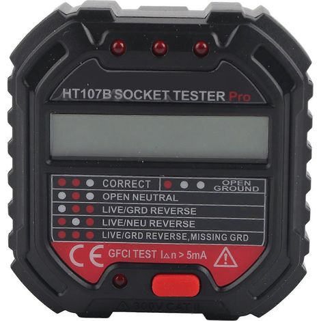 HT107B Steckdosentester mit LCD-Display, Frequenztest, Stromkreisprüfer (1/4)