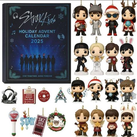 Calendrier de l'Avent 2025, Décoration de Noël à suspendre, Cadeau surprise Stray Kids, pour les fans de Stray Kids