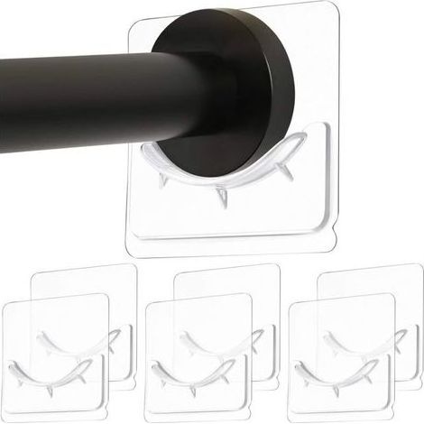 Support Tringle Douche - Adhésif Sans Perçage - Pour Surfaces Lisses - Transparent - 6 Pièces (1/5)