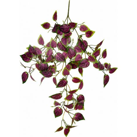 Plante Suspendue Artificielle, Fausse Liane 100cm, Faux Feuillage, Perilla Violet Realiste Sans Entretien pour Mur, Cloture, Patio, Maison (1/5)