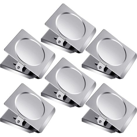 Clips Magnetiques - Acier Inoxydable - 55 mm - Fixation Sur Surface Métallique - Pour Bureau Garage Cuisine - Lot De 6 (1/5)