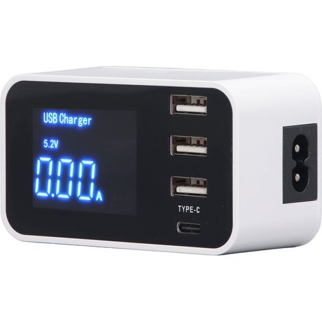 3-Port-USB-Typ-C-Ladegerät mit LED-Anzeige, 2,4 A, 100–240 V Wechselstrom, EU-Stecker (1/5)