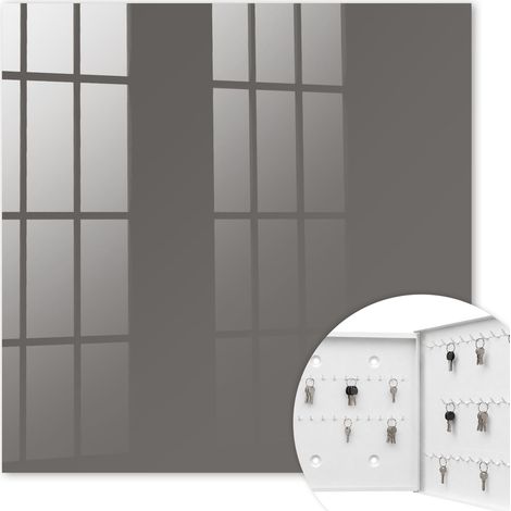 Armoire à clés - (30 cm x 30 cm) - Boîte à clés murale - Coffret de rangement pour clés - Couleur blanche - Ouverture vers la droite - Pour maison et bureau - Gris foncé