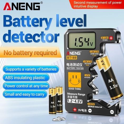 BT189 9VNDC AA AAA Knopfzellen-Batterietester, universelles LCD-Display für den Heimgebrauch, Batterietester, Powerbank, Detektoren, Werkzeuge (1/4)