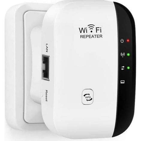 Répéteur WiFi, amplificateur de signal réseau sans fil 300 Mbps 2,4 GHz avec fonctions AP/RP et WPS, compatible avec toutes les box Internet (1/5)