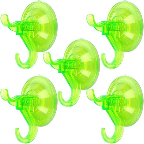 Ganchos transparentes con ventosas desmontables, aptos para baños, cristales, puertas y ventanas (verdes, 10 unidades). (1/5)