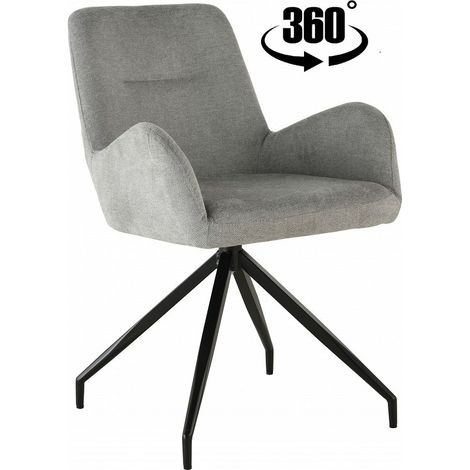 Silla giratoria KEMAL tapizada en tela gris. (1/5)