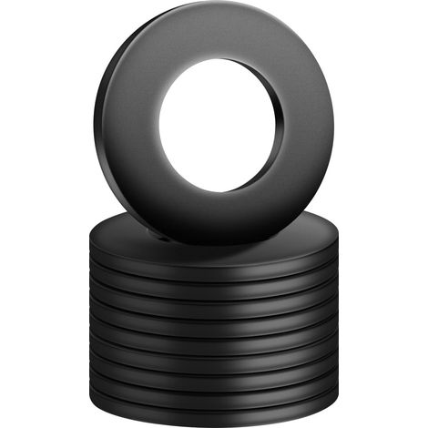 Lot de 10 rondelles plates M14 x 28 mm - Noir - Rondelles d'écartement en acier au carbone - Rondelles d'écartement pour tiges filetées (1/5)