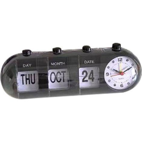 Réveil calendrier design innovant forme sautante, horloge de bureau décorative noire pour salon chambre bureau maison (1/5)