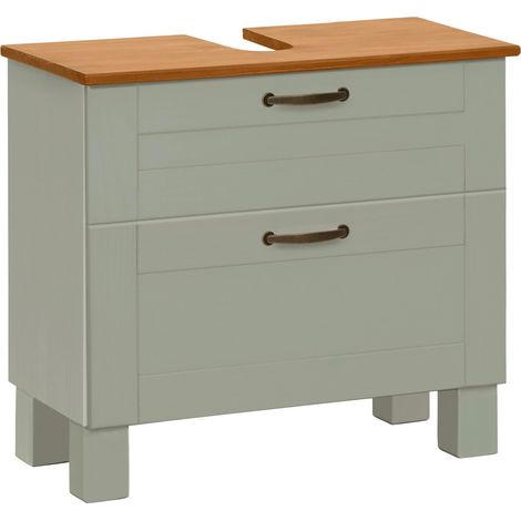Alby-Meuble évier avec 1 porte à rabat 1 tiroir aspect bois vert (1/5)