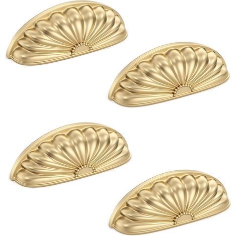 4 Pcs Hole Spacing 76mm Retro Gold Handle Vintage Furniture Pull Zinc Drawer Knob Handle for Cupboards, Wardrobes, Chests of Drawers (1/5)