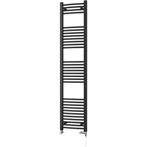Zennor - Black Dual Fuel Towel Rail H1800mm x W400mm Standard - Curved