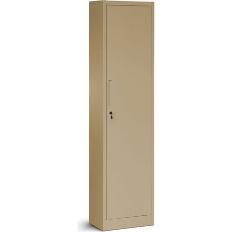 Aktenschrank Büroschrank Metallschrank Lagerschrank 4 Fachböden Flügeltür Drehgriff Pulverbeschichtung Metall 185 cm x 45 cm x 40 cm (Beige)