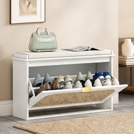 Console blanco en mDF Lino Sintético 80 x 26 x 47,5 cm (1/5)