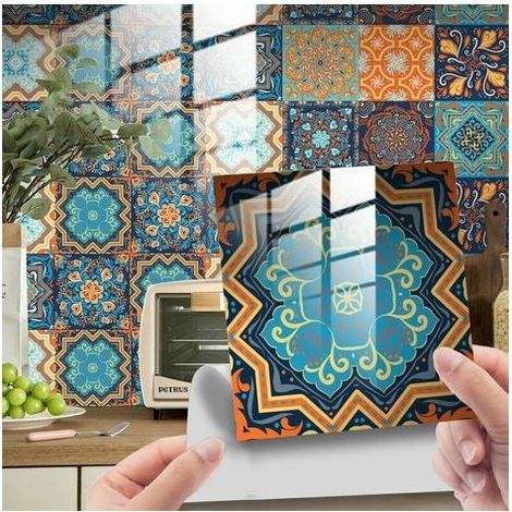 20 feuilles (15 x 15 cm) de stickers muraux Mandala - PVC - Imperméable - Conçu pour la cuisine, la garde-robe, les meubles et les tables (1/4)