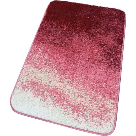 Tappeto Bagno Camera Sfumato Moderno Morbido Antiscivolo Scendiletto Shaggy 100% Made In Italy Rosa - 60x120 cm