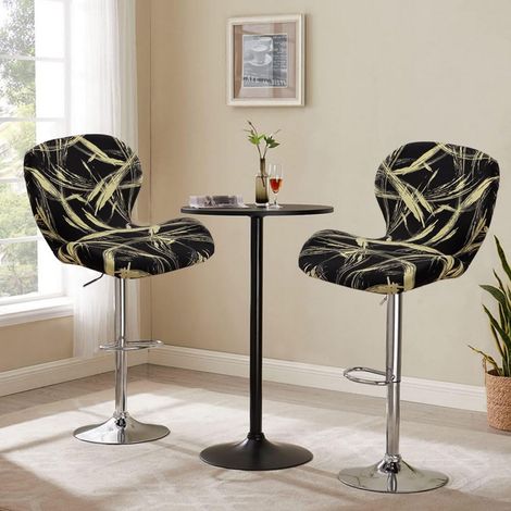 Housse de Tabouret de Bar Incurvé Extensible Housse de Tabouret de Comptoir avec Dossier Couverture de Tabouret Rotatif Chaise Haute de Cuisine 2 Pièces (1/5)