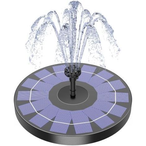 Fontaine solaire à pompe pour bain d'oiseaux avec 6 buses, 2,5 W pou jardin, étang, piscine, aquarium et extérieur(2,5W) (1/5)