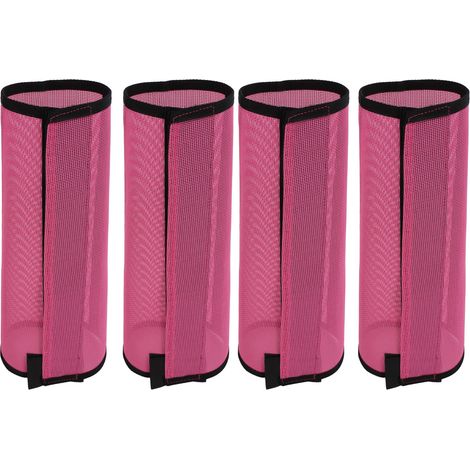 GARRYFIZH Bottes anti-mouches pour chevaux, 4 pièces, respirantes, confortables, résistantes aux déchirures, Leggings de protection en maille Fine, protège-jambes, Rose rouge
