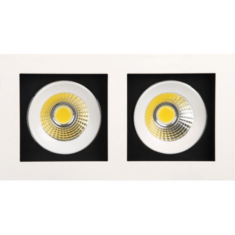 Double spot LED downlight blanc 2x8W (Eq. 2x64W) 6400K Dim. 185x100mm (1/2)