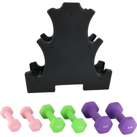 Juego de mancuernas de 1,4 kg, 2,3 kg y 3,6 kg, con agarre antideslizante y diseño hexagonal. (1/5)