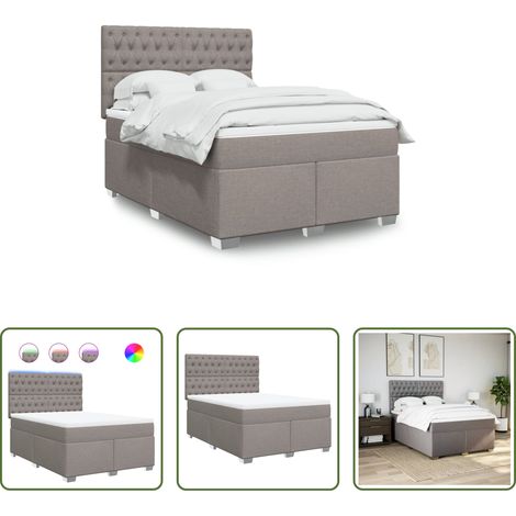 vidaXL Cama box spring con colchón tela gris taupe 140x190 cm (1/5)