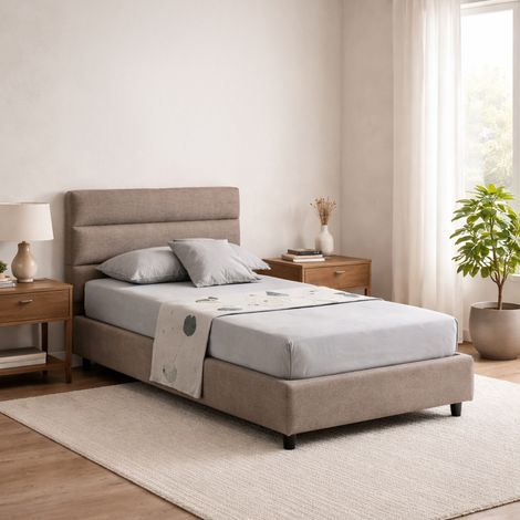 Cama Individual Brez, Desenfundable, con Almacenaje Made in Italy, Colchón 80x190 cm, Gris Tórtola (1/5)