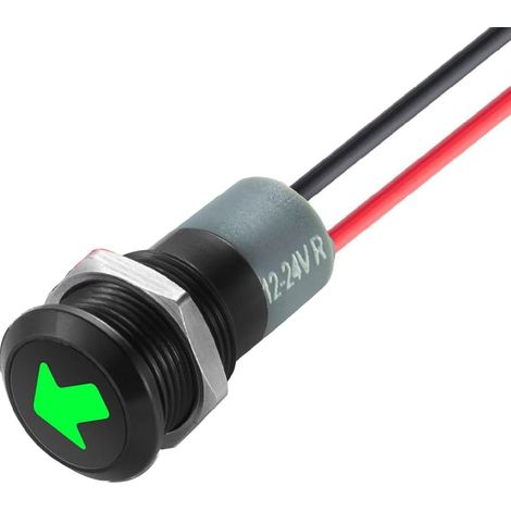 12-24v 12mm DC Voyant Led En Metal,Led Indicateur Panneau,Temoin Lumineux 12v, Pour Van,Bateau Et Autres Vehicules Universel(vert)