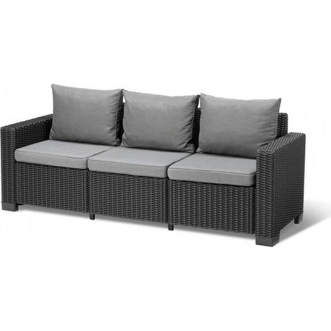 Divano Keter California 3 posti grafite cm 198x68x71,5 h