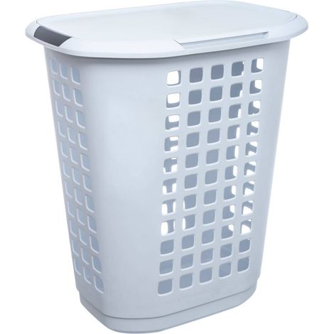 Cesto per biancheria in plastica 63l hugger bianco - 5five (1/2)